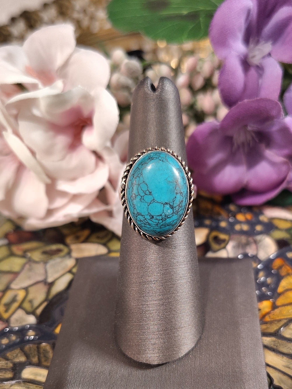 Turquoise Oval Shaped Ring - Size 6